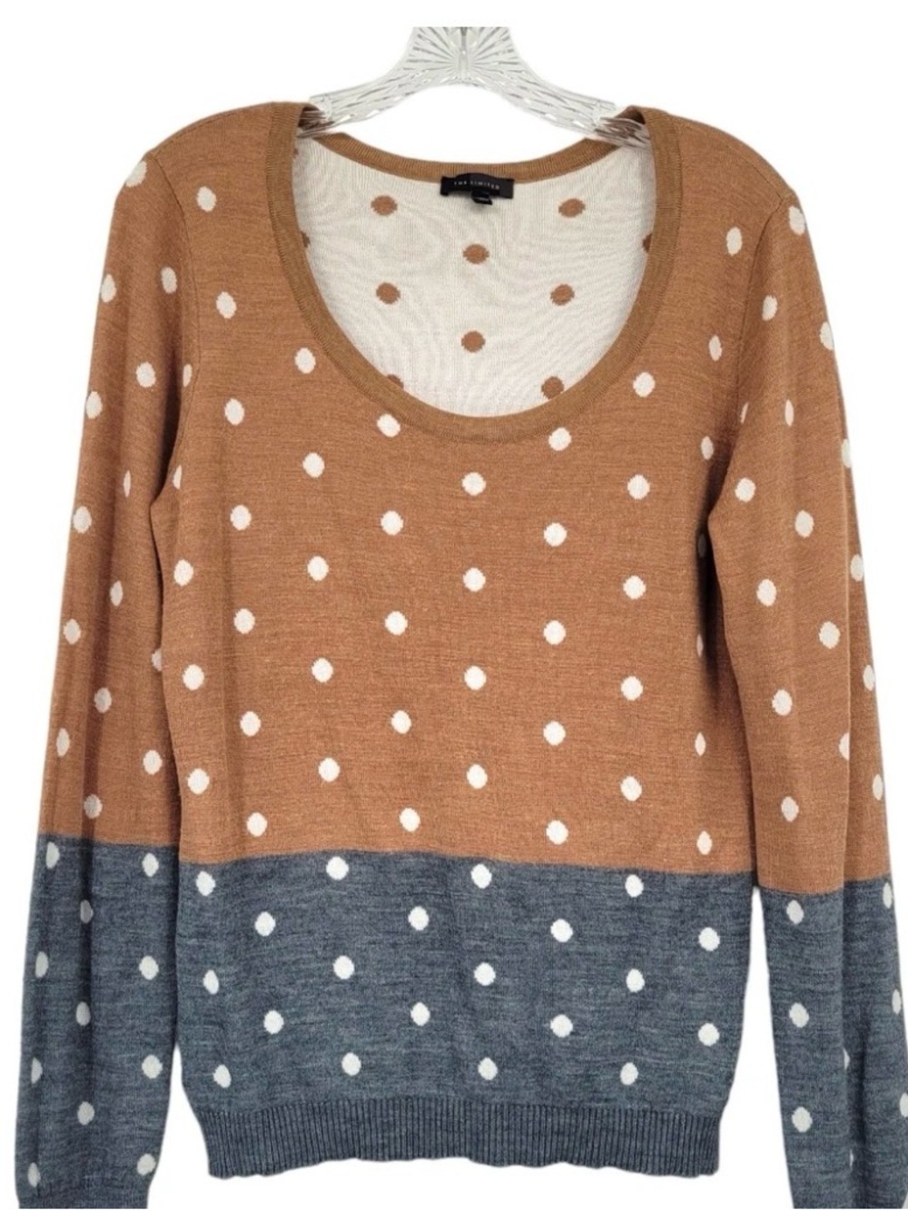Whimsical Wool Blend The Limited Color Block Polka Dot Wool Blend Sweater Sz S